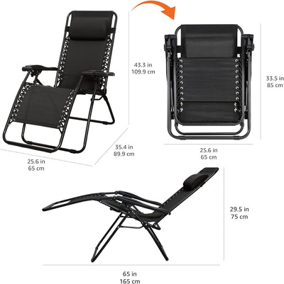 1 Outdoor Patio Zero Gravity Lounge Chair with Pillow