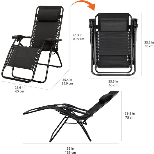 1 Outdoor Patio Zero Gravity Lounge Chair with Pillow