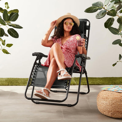 1 Outdoor Patio Zero Gravity Lounge Chair with Pillow